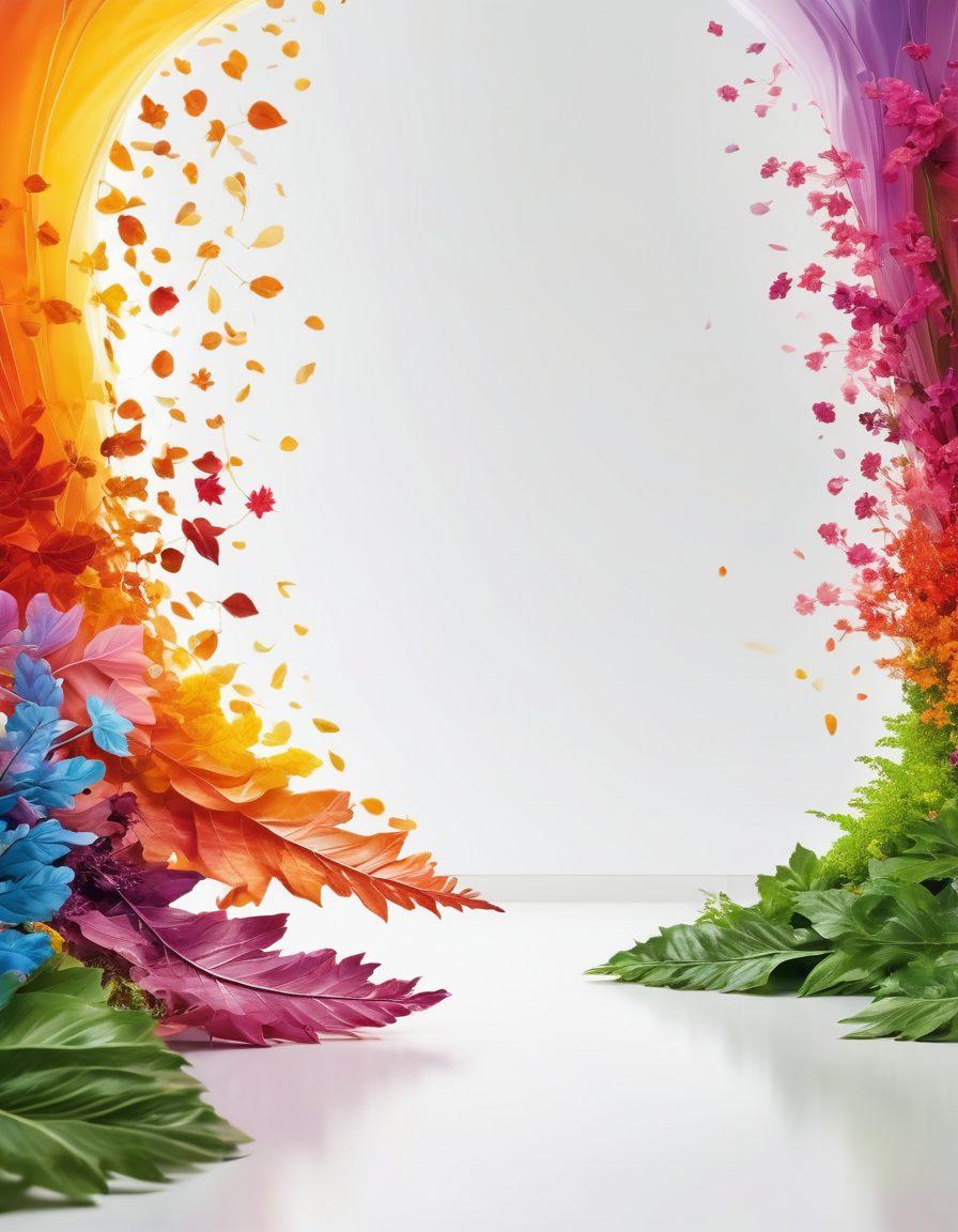 A vibrant and colorful spectrum wave representing various innovative oncology treatments, intertwined with natural elements symbolizing holistic care like leaves and flowers. An abstract hospital setting in the background demonstrating advanced technology, infused with soft light showcasing compassion and warmth. Patients and healthcare professionals are depicted engaging positively, radiating hope. super-realistic. vibrant colors. white background.